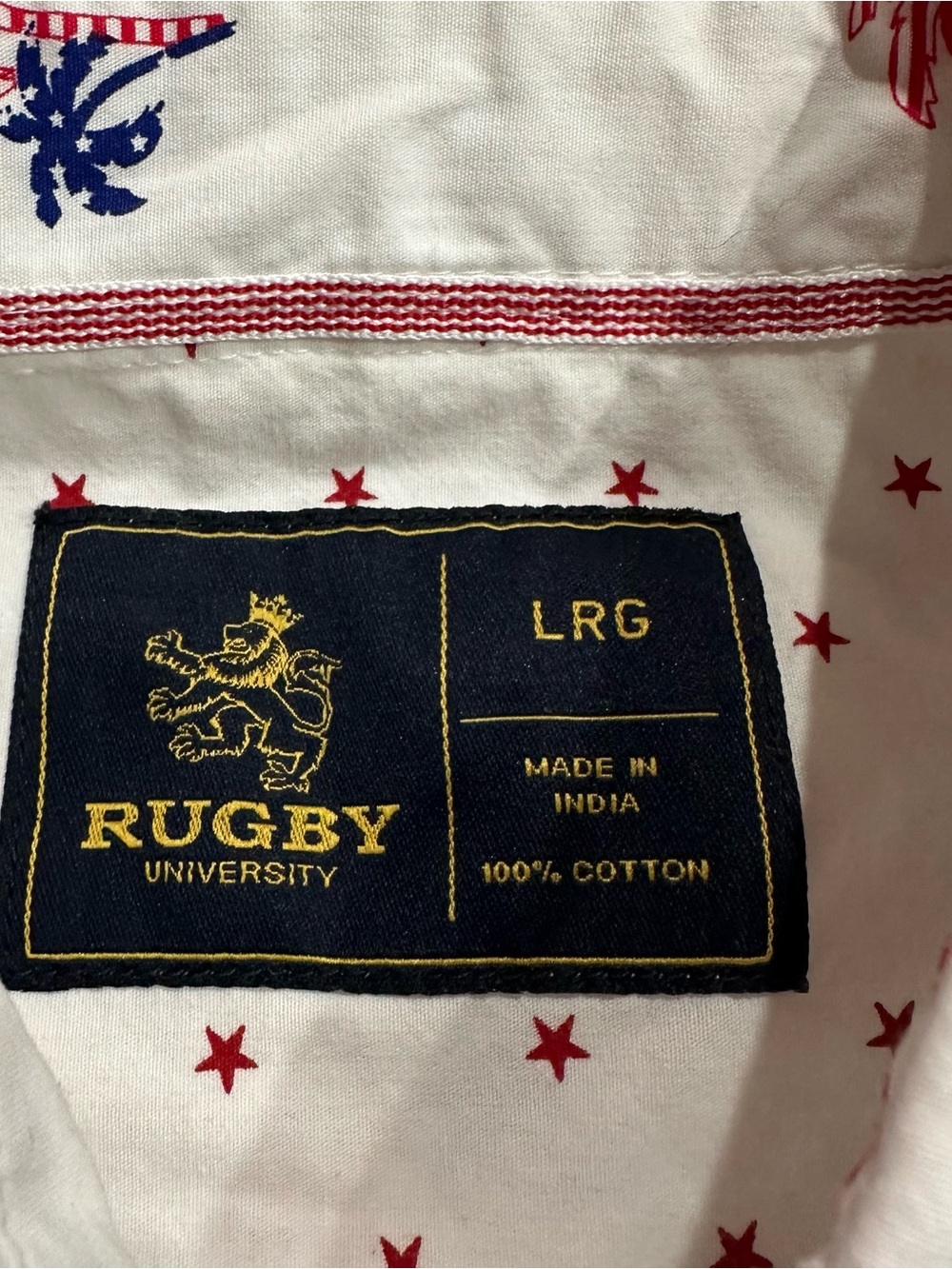 Rugby University Patriotic Flamingo Palm Tree Button Front Shirt Large - Picture 3 of 6